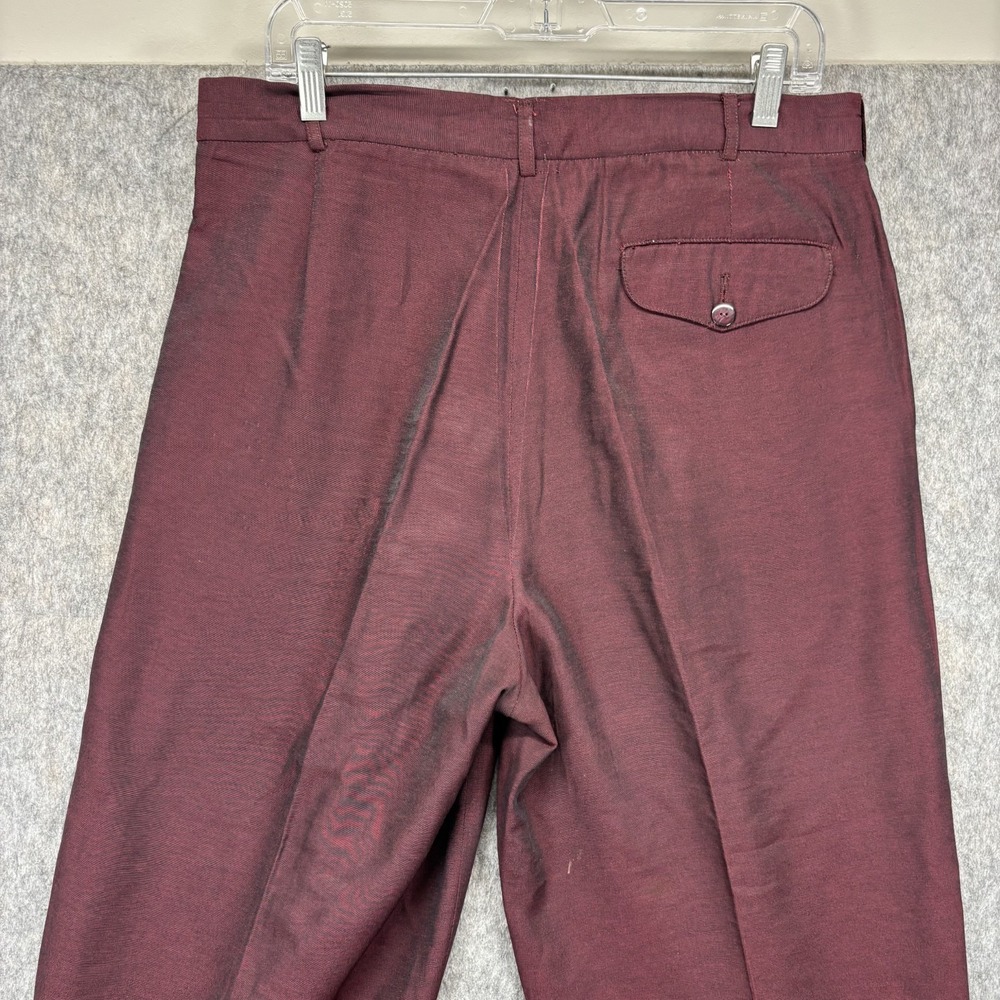 True Vintage Policy Designs Trouser Pants Rayon Maroon Men's 34x26 Balloon 60s - Picture 13 of 15